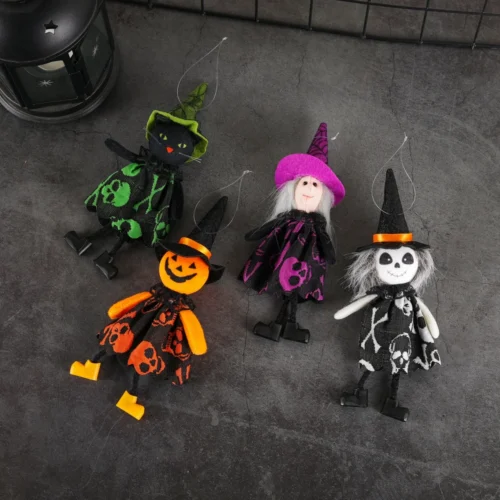 Halloween Ghost, Witch, Pumpkin, and Black Cat Hanging Pendants - Image 3