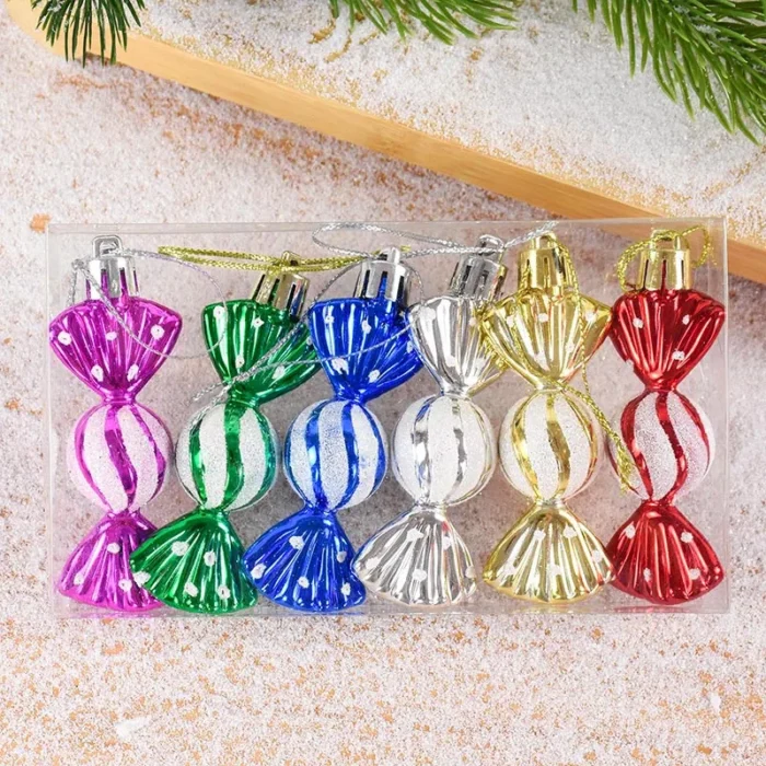 6pcs Christmas Candy Cane Pendants – Red Candy Crutch Xmas Tree Hanging Decoration for Home, New Year Gifts, Navidad Noel Ornaments