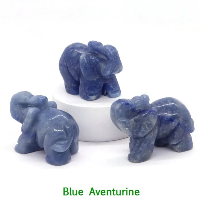 1.5" Elephant Statue - Natural Crystal Rose Quartz, Amethyst, Obsidian Carved Animal Figurines | Home Decor Craft