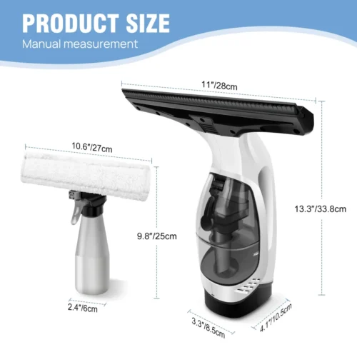 Reliable Cordless Window Vac Cleaner – 28cm Squeegee, 150ml Tank, Streak-Free Results