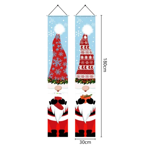 Christmas Porch Sign – Plaid Merry Christmas Door Banner for Home, Yard, & Front Door Navidad Decor