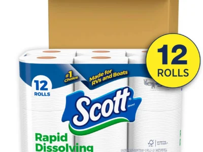 Rapid-Dissolving Toilet Paper for RVs & Boats 12 Double Rolls Free of Perfumes or Scents So No Need To Worry about Allergies