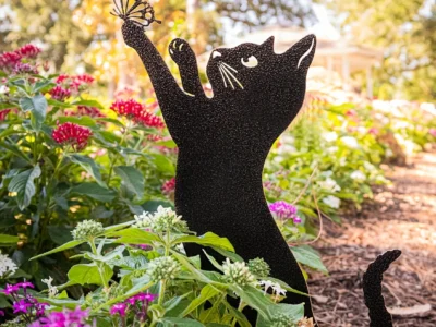 1pc Metal Black Cat Garden Stake - Cute Decorative Outdoor Statue for Cat Lovers' Yard and Garden