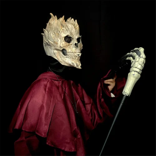 Halloween Demons Skeleton Mask – Scary Old Bones Skull Half Face Mask - Image 3