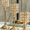 1pc Gold Crystal Candle Holder - 3 Sizes, Tea Light Candlestick Holders Centerpiece for Wedding, Tables, Fireplaces, Party, Home Decor