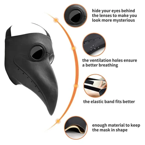 Plague Doctor Costume – Hooded Cloak, Long Nose Beak Mask & Cosplay Outfit for Kids and Adults | Halloween Party - Image 5