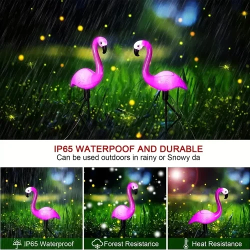 Solar Flamingo Outdoor Decor | 3PCS Solar Flamingo Ground Lamps for Garden and Patio