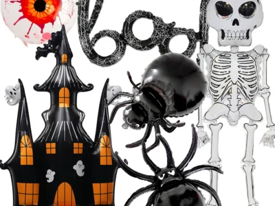 Halloween Party Spider Foil Balloons - Black Spider-Themed Balloons for Halloween Party
