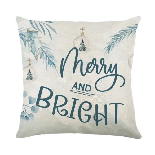Linen Merry Christmas Pillow Cover – 45x45cm Throw Pillowcase for Winter, Home, Tree, Deer, & Sofa Decorations