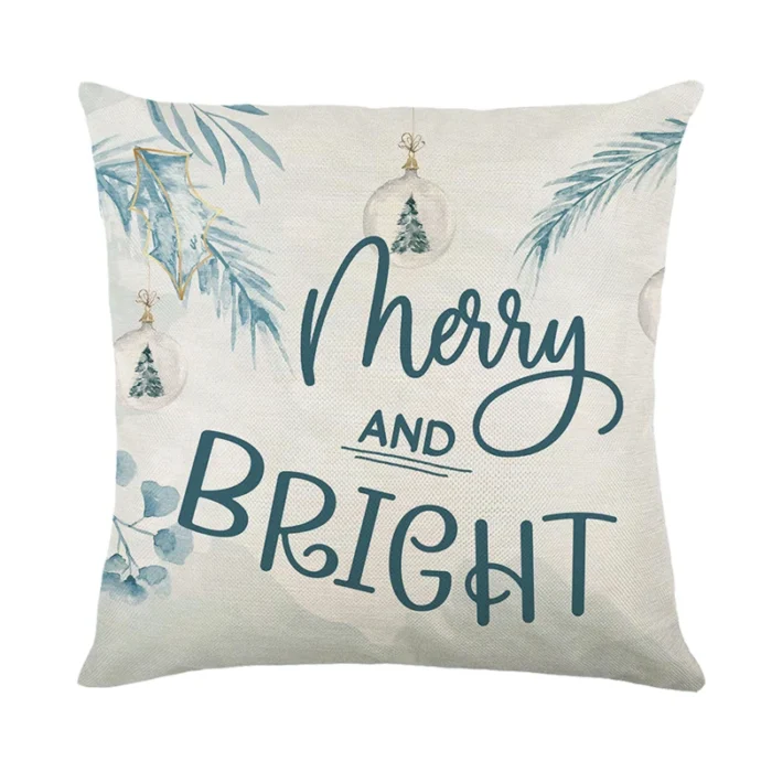 Linen Merry Christmas Pillow Cover – 45x45cm Throw Pillowcase for Winter, Home, Tree, Deer, & Sofa Decorations