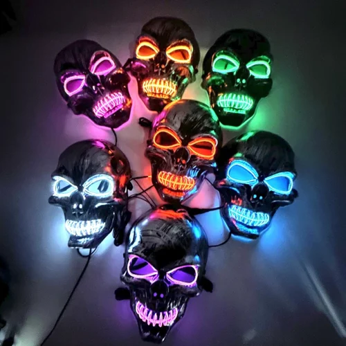 Halloween Neon Luminous Horror Mask – Glowing LED Skull Mask - Image 2