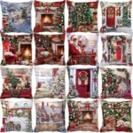 Merry Christmas Home Decor – Christmas Cushion Cover, Ornament Pillowcase, Natal Navidad New Year Gifts, 45x45cm