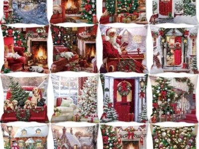 Merry Christmas Home Decor – Christmas Cushion Cover, Ornament Pillowcase, Natal Navidad New Year Gifts, 45x45cm