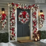 Flocked PVC Christmas Decoration Flower Wreath Vine Hanging Garland Artificial Crafts Tree Door Home Art Navidad Holiday Decor