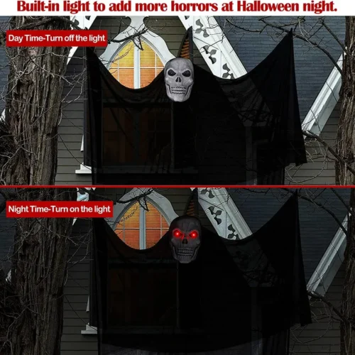 Halloween Hanging Skull Ghost with LED and Sound - Image 4