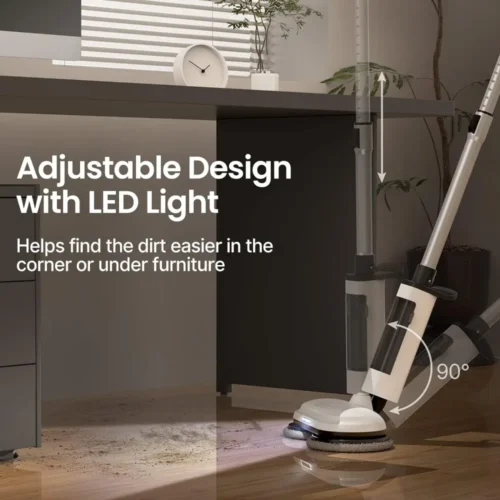 Efficient Cordless Electric Mop – Dual Motor, Detachable Water Tank, LED Headlights, Ultra-Quiet