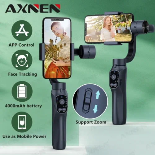F10 3-Axis Handheld Gimbal Stabilizer, Face Tracking Selfie Stick, Bluetooth Smartphone Stabilizer