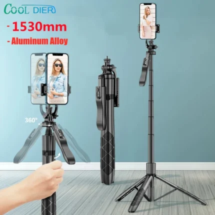 Foldable Wireless Selfie Stick Tripod with Bluetooth Remote Shutter | Portable Monopod Stand for GoPro, Cameras, and Smartphones