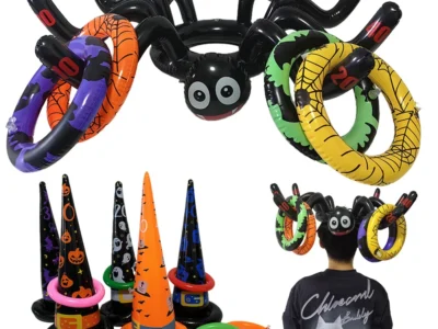 Halloween Inflatable Ring Toss Game - Witch Hat and Spider Shaped Ferrule Ring, Perfect for Halloween Party Entertainment and Kids' Favor Gifts
