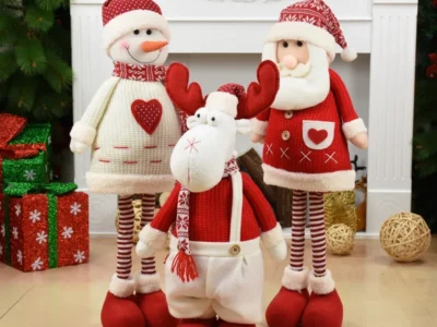 Big Size Christmas Dolls – Retractable Santa Claus, Snowman, & Elk Figurines for Xmas Tree Ornaments & Gifts for Kids