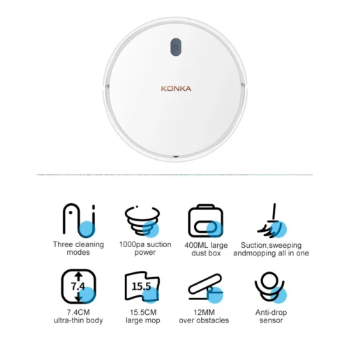 Efficient 3-in-1 Slim Home Intelligent Sweeping, Mopping & Vacuum Cleaner – Automatic Recharge
