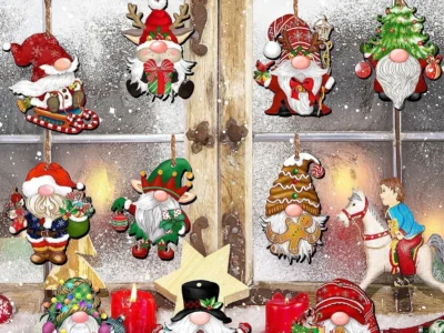 12/24/36pcs Christmas Wooden Hanging Ornaments – Gnome & Santa Pendants for New Year, Room, Coffee Shop, & Bar Decor
