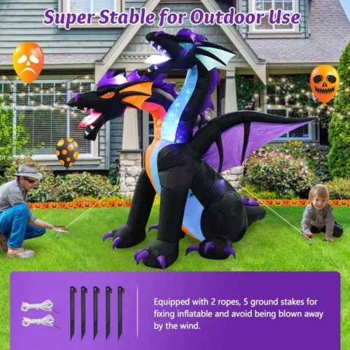 7FT Giant Fire & Ice Two-Headed Dragon Inflatable - Image 3