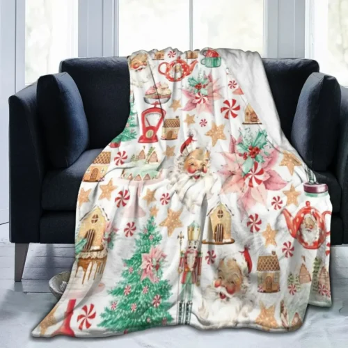 Nutcracker Christmas Tree Star Throw Blanket – Ultra Soft Velvet, Lightweight and Durable Bed Quilt, Stylish Home Decor