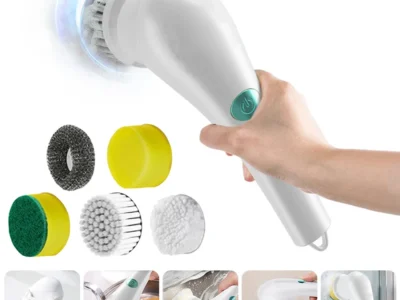 Rechargeable Electric Cleaning Brush – Handheld Scrubber with 5 Brush Heads, Ideal for Kitchen Sinks, Bathroom Tiles, and More