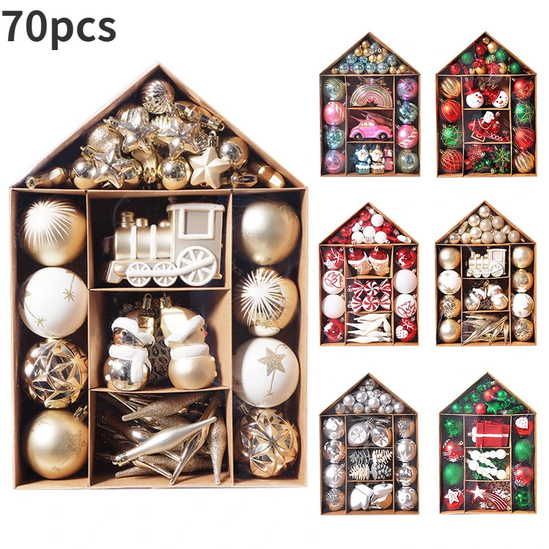 70pcs Christmas Ornaments – Boutique Ball Set for Christmas Tree, Home, Bedroom, & New Year Decoration