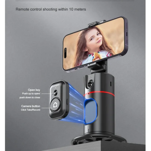AI Smart Gimbal, 360° Auto Face Tracking, 2-Axis Smartphone Stabilizer with Gesture Control and Remote