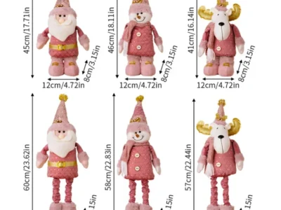 Christmas Pink Santa Claus, Snowman, Reindeer Telescopic Doll – Merry Christmas Decorations for Home, Xmas Ornaments, Kids Gifts