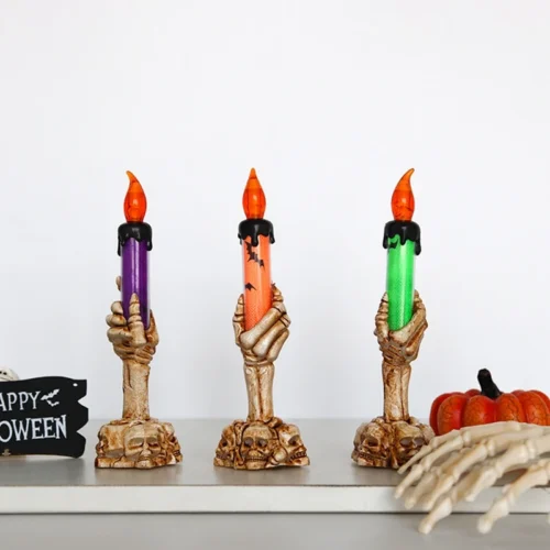 Halloween Party LED Candlelight – Pumpkin, Skull, Skeleton, and Ghost Lanterns, Spooky Festival Decor for Horror Themes - Image 4