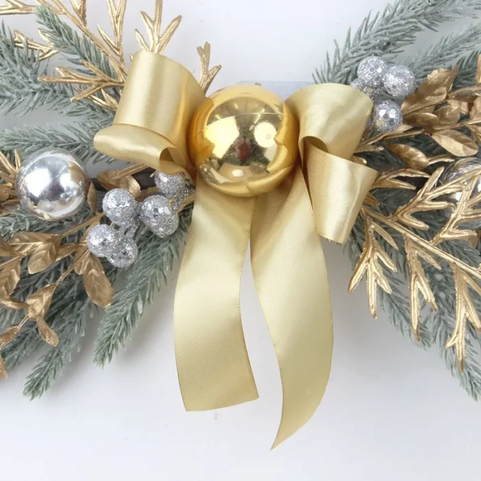 Artificial Christmas Wreath – Rattan Golden Garland for Front Door, Wall Hanging, & Indoor/Outdoor Decor