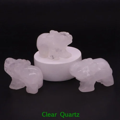 1.5" Elephant Statue - Natural Crystal Rose Quartz, Amethyst, Obsidian Carved Animal Figurines | Home Decor Craft