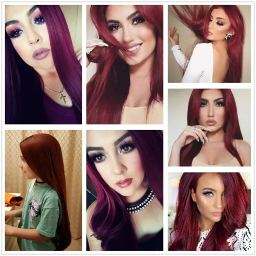 Wine Red Sally Wig for Women – 26'' Long Straight Synthetic Hair - Image 2