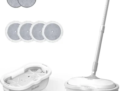 Electric Spin Mop with Bucket – Cordless Electric Mop with LED Headlight and Water Spray, Up to 60 Minutes Runtime, Ideal for Floor Cleaning