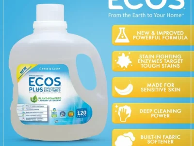 ECOS Free and Clear 110oz Liquid Laundry Detergent Stain-Fighting Enzymes Hypoallergenic Plant-Powered Concentrated Formula