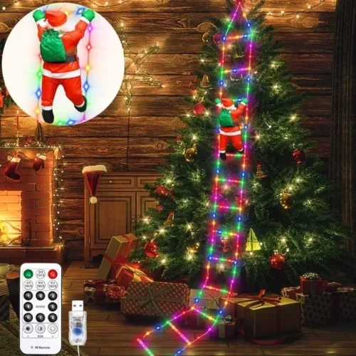 300/75cm Santa Claus Climbing Ladder Light – Christmas String Lamp for Indoor/Outdoor, Garden, & Xmas Tree Decor