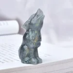 Wolf Statue - Healing Crystal Home Decor Quartz Opal Stone | Carved Animal Figurine Craft Gifts | Spiritual Belief Mineral Specimen