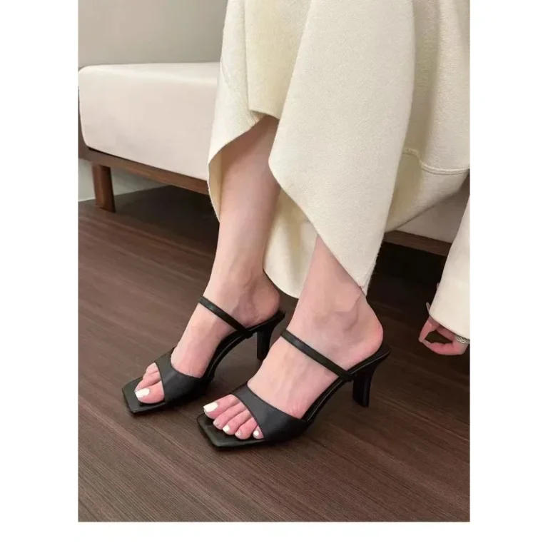 High Heel Party Mules - New Style Women's High Heel Slippers, Fashion Sandals, Simple PU Shoes for Ladies