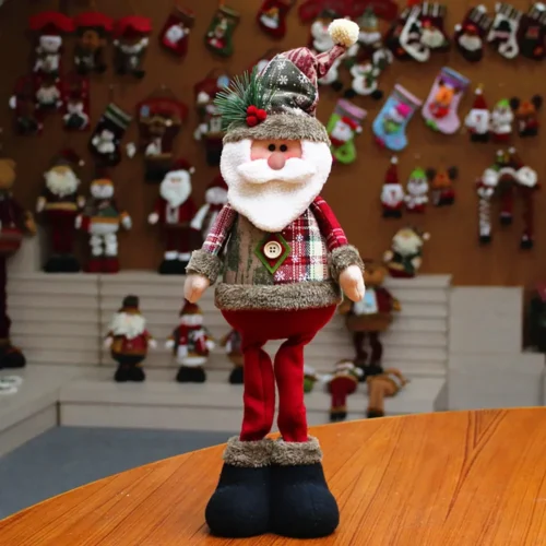 Christmas Santa, Snowman, and Reindeer Decorations – Leg Table Mantel Decor