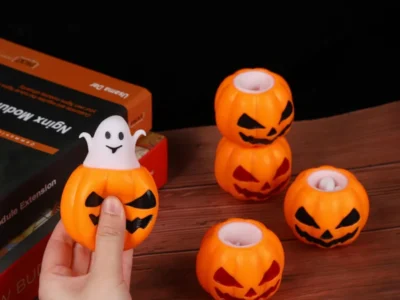 Halloween Pumpkin Ghost Skull Bat Extrusion Props – Decompression Thermoplastic Rubber Squeeze Bouncy Ball Toy