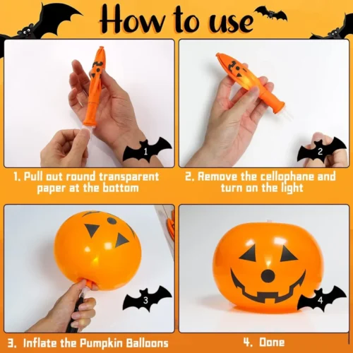 Halloween Pumpkin Lantern Balloon – LED Luminous Floor Stand Toy - Image 2