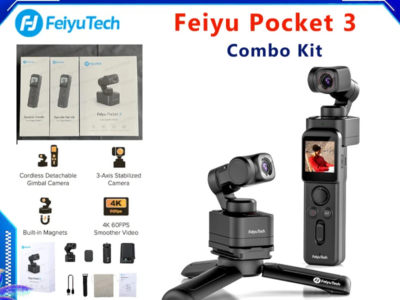 FeiyuTech Feiyu Pocket 3 Cordless Detachable 3-Axis Stabilizer Gimbal Camera | 4K60fps Magnetic AI Tracking with Follow Mode