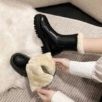 Plush Warm Thigh High Boots - Winter Designer Velvet Round Toe, Thick Sole Snow Boots, Knee Length Platform Shoes