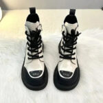 Women's Round Toe Lace-Up Ankle Boots - Winter Platform Designer Knight Boots