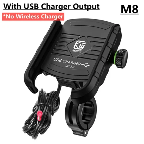 Motorbike Phone Holder with Wireless Charger, 15W Fast Charging, 360° Swivel, IPX6 Waterproof