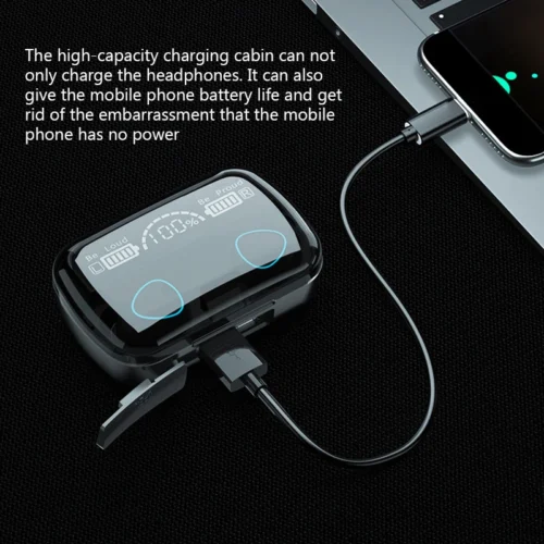 Advanced TWS Wireless Bluetooth Headset, Noise Cancelling Mic Earbuds with Waterproof Design and Charge Box