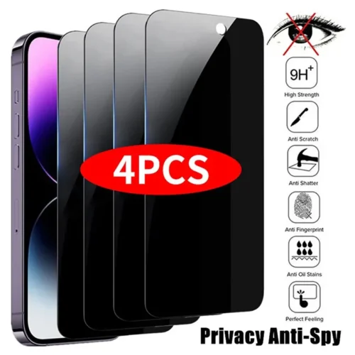 4PCS Privacy Screen Protector – Anti-Spy Tempered Glass for iPhone